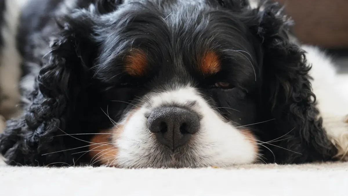 Calm dog resting at home