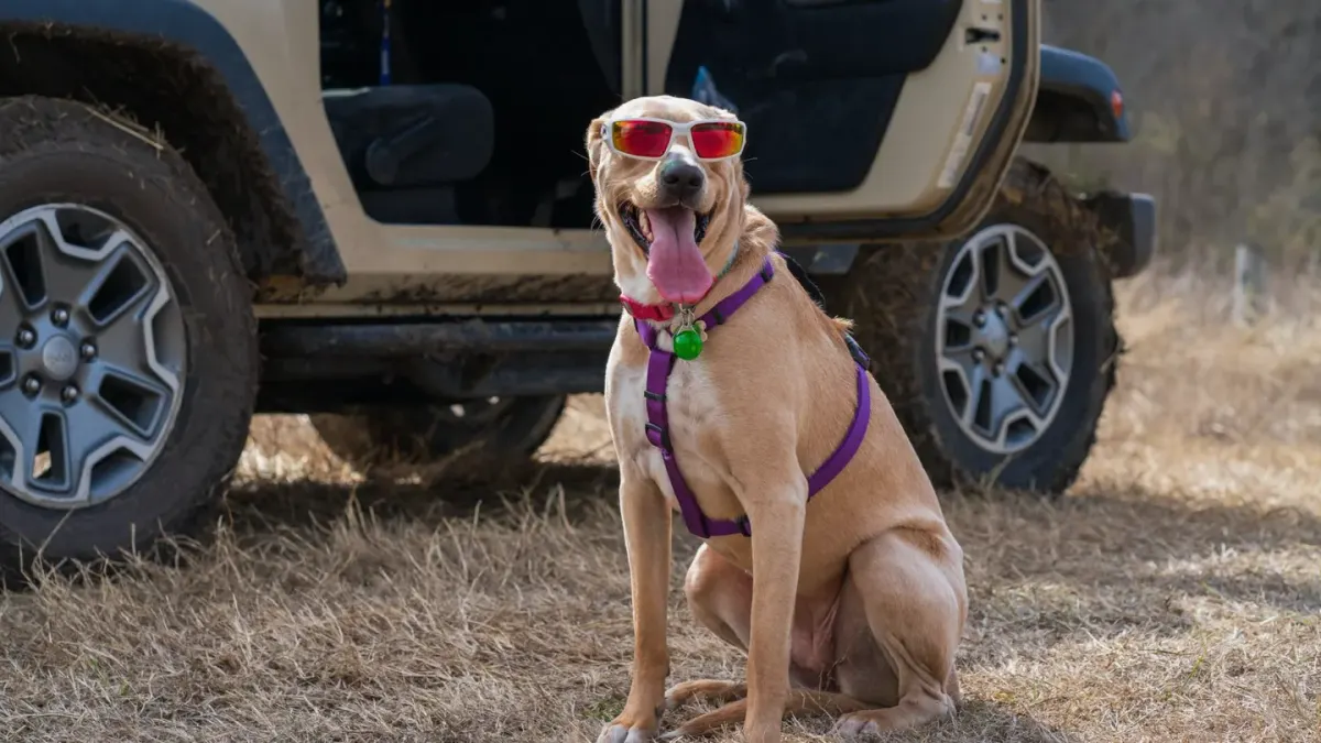 Dog on a road trip
