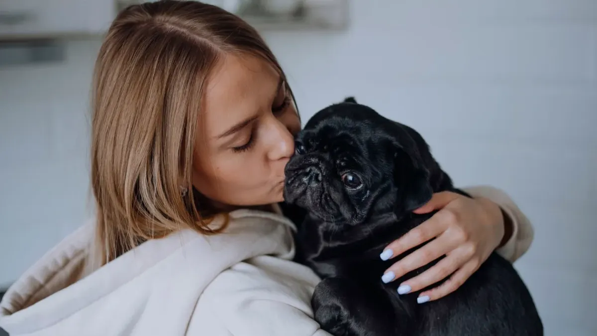 Dog owner preparing a meal