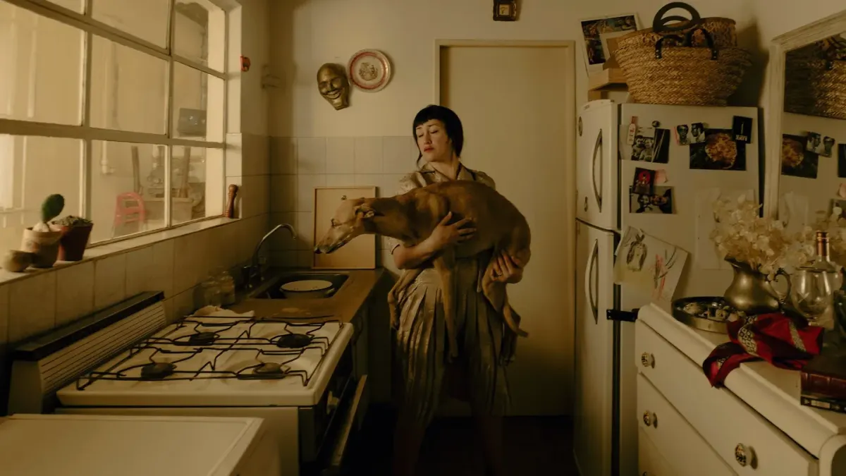 Dog owner preparing a meal