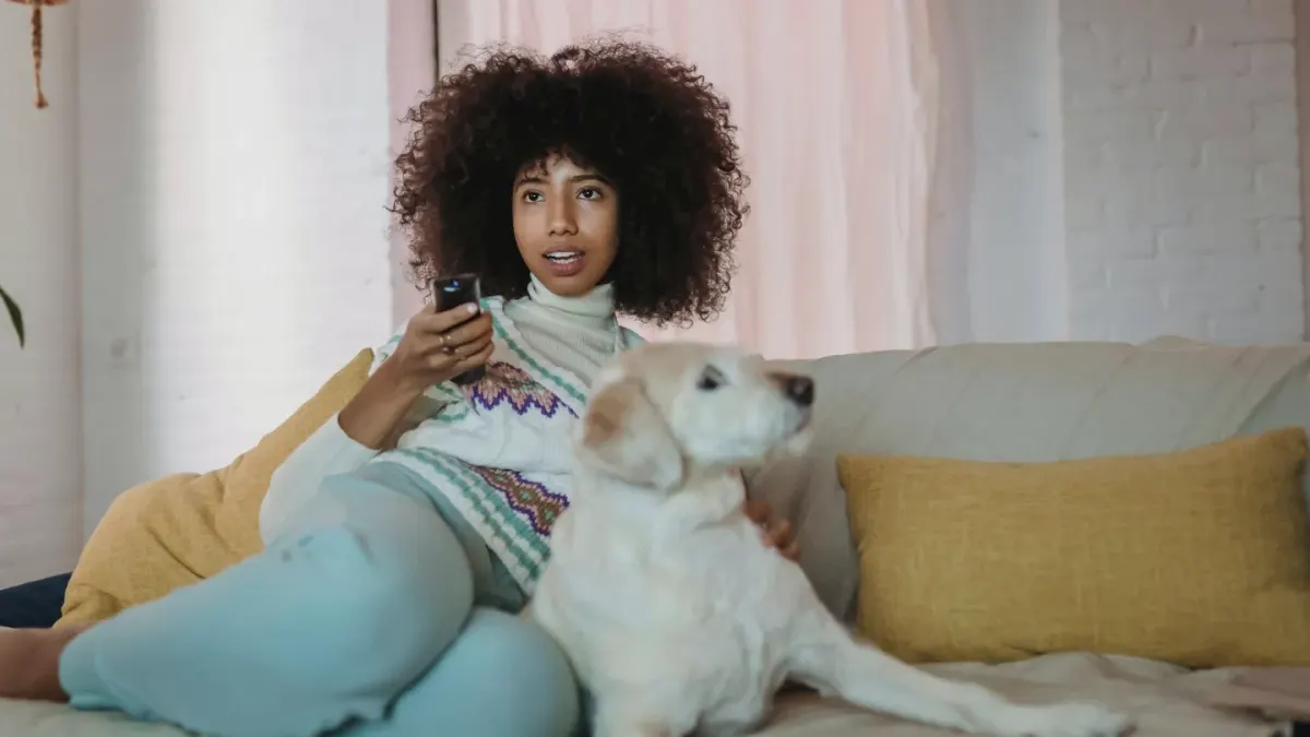 Dog with an owner at home