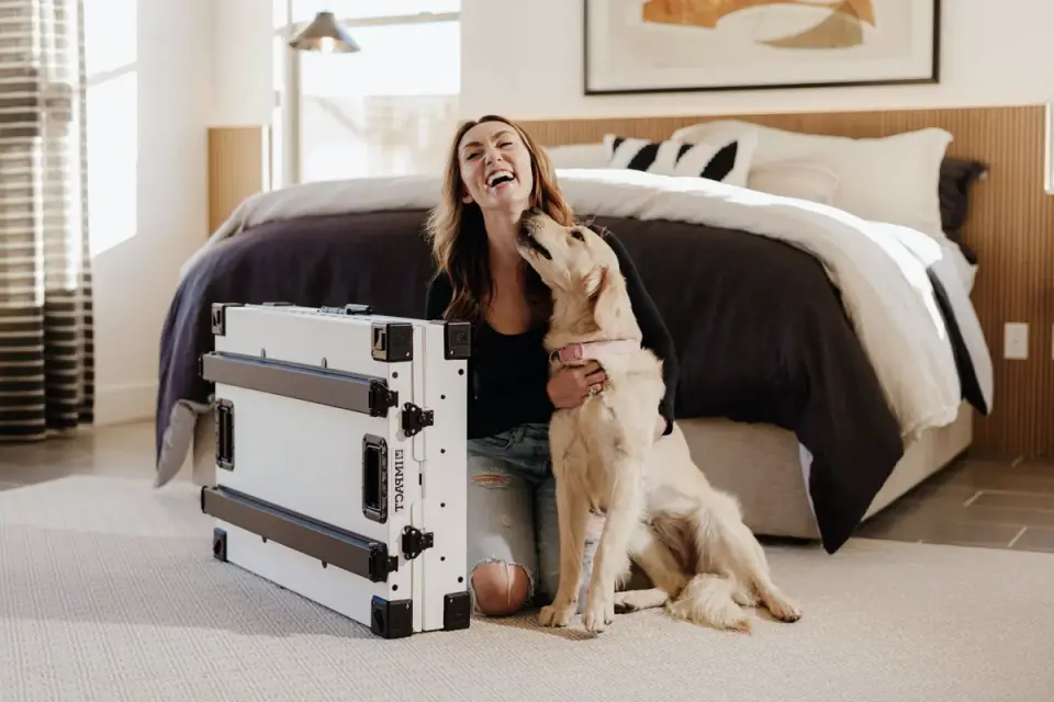 Dog with an owner at home