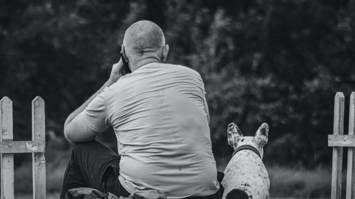 Dog with an owner at home